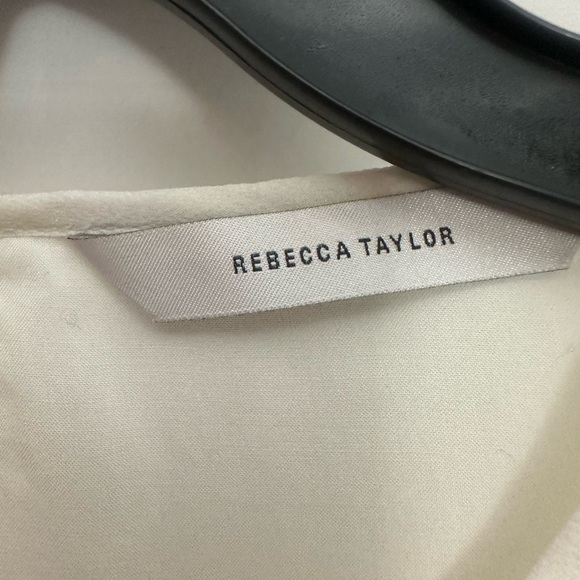 Rebecca Taylor Silk Chiffon Ruffle Blouse Size 4 Ivory Sheer Sleeve Feminine NWT - Picture 5 of 8